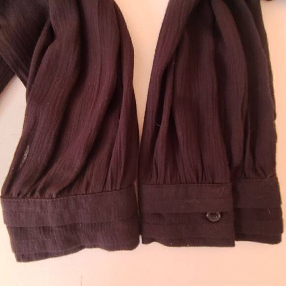 Anthropologie Ro & De Women's Half-Placket Cold Shoulder Blouse Black Medium - Picture 10 of 13